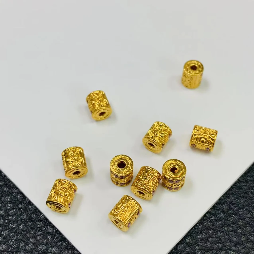 YZ4226-5mm左右18k金紫色扎基拉姆桶珠配件YF(多样性发其一