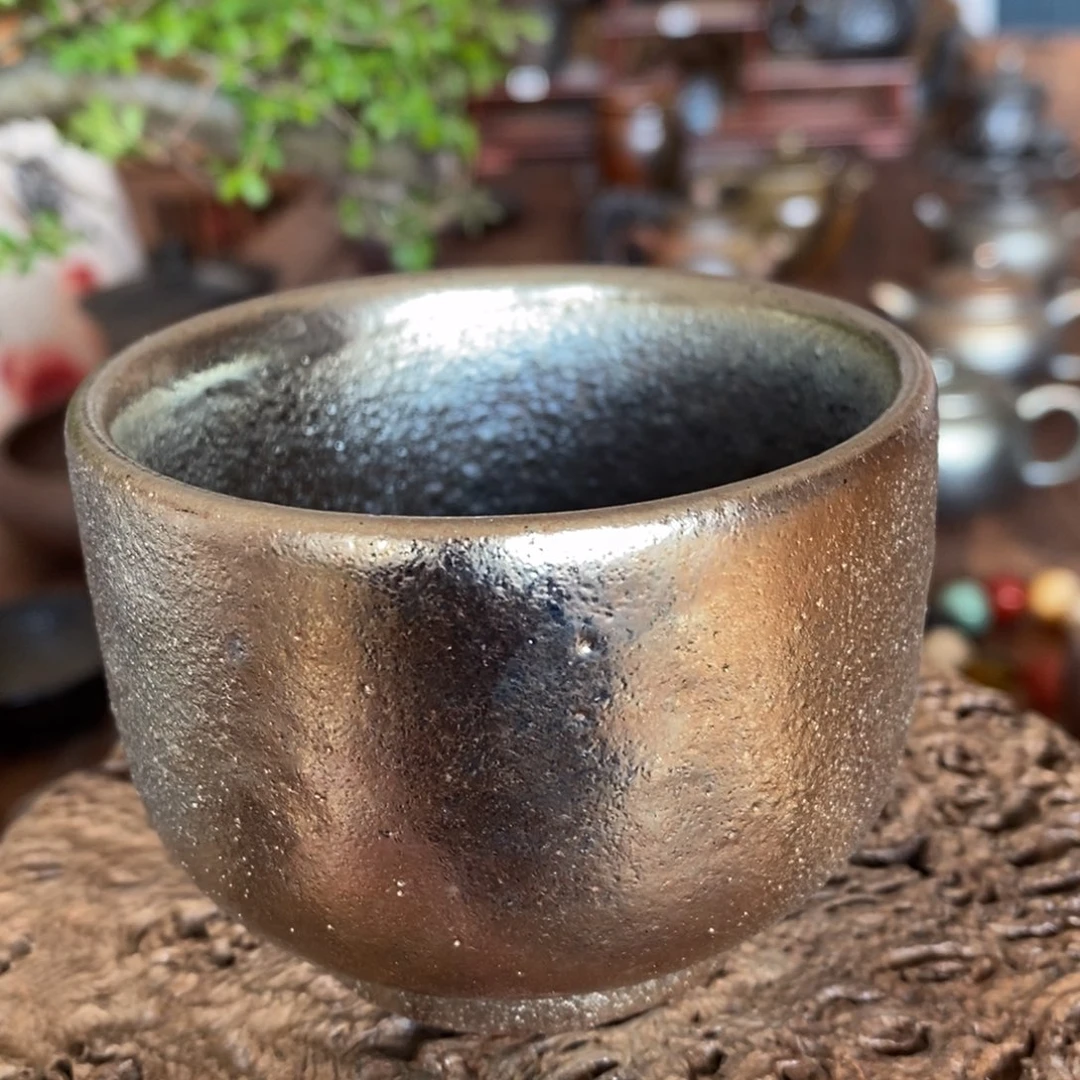 建水紫陶，纯柴烧全手工主人杯，微瑕小包