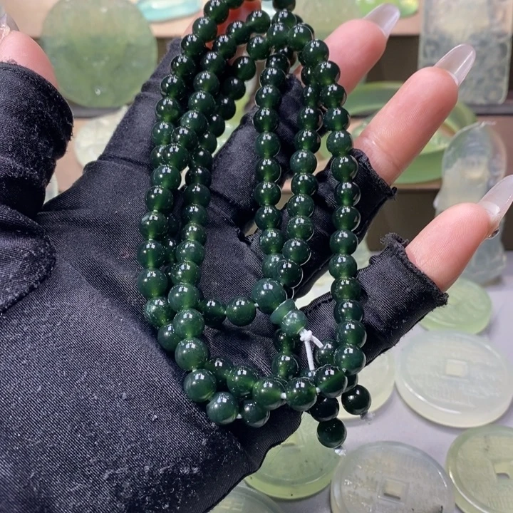 岫玉珠链未镶嵌108粒