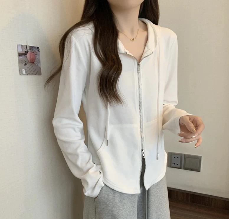 66009新宠儿女装宽松连帽春季长袖双拉链