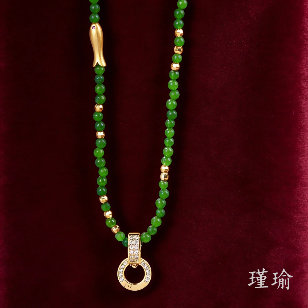 项链 F04980黄色小鱼蹦迪珠万能扣项链多样性发货49381