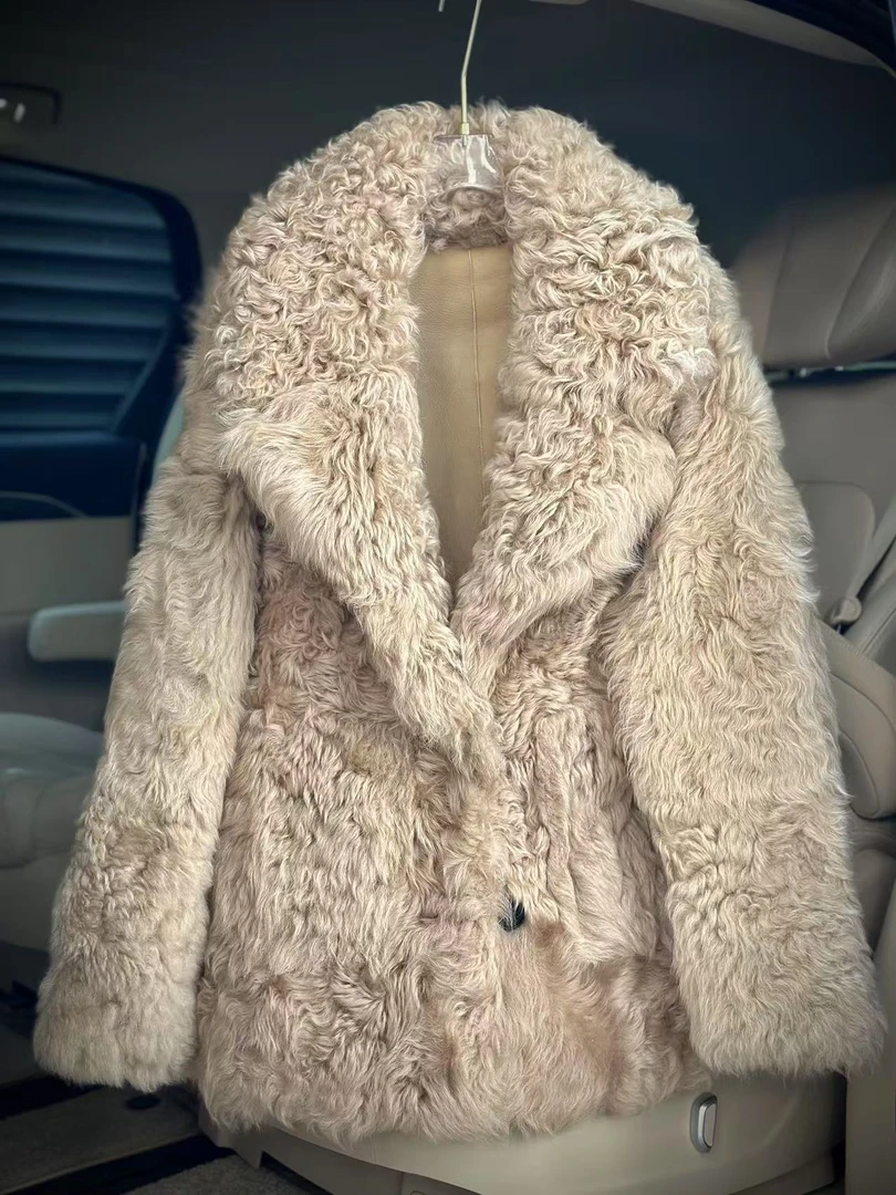 【Black Tiger】卡其色欧版托斯卡拉皮毛一体外套