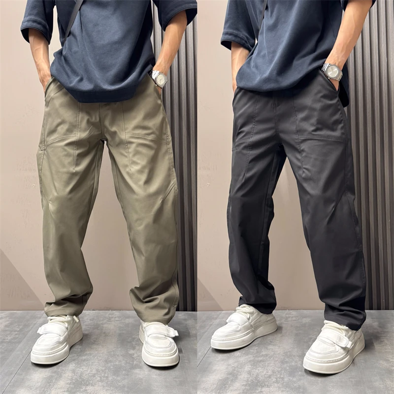 秋季新款男士纯色宽松直筒哈伦简约休闲裤青年痞帅百搭高级感长裤