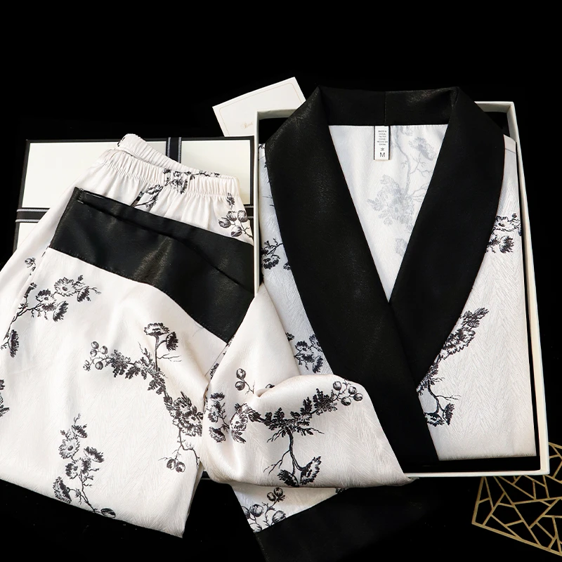 【礼盒】100%桑蚕丝真丝睡衣女春秋家居服送妈妈婆婆母亲节礼物