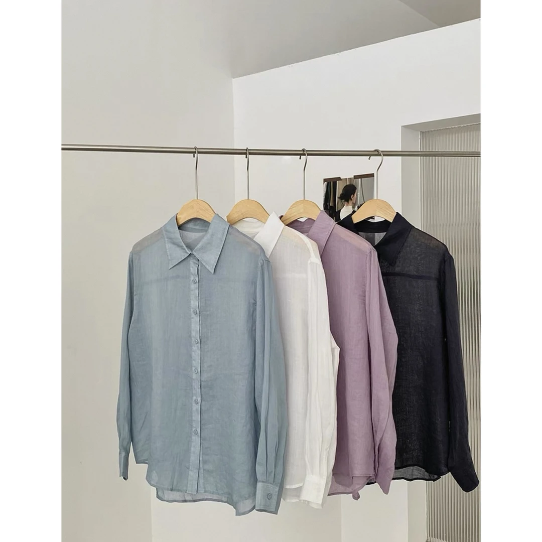 『朱小姐』水洗苎麻防晒衬衫 F971