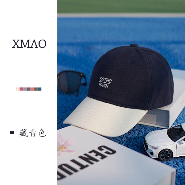 复古字母刺绣棒球帽男女户外百搭遮脸鸭舌帽日系百搭遮阳帽