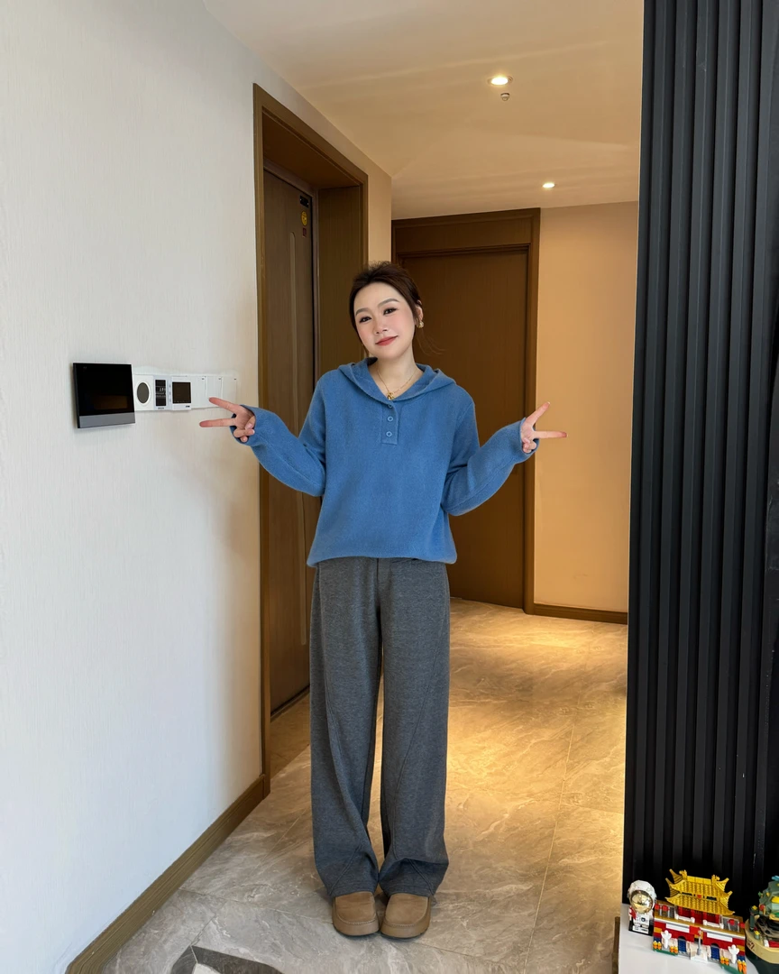 NANJIE/楠姐【左岸呢喃】弹力马海毛韩系连帽显瘦针织毛衣XNS6184