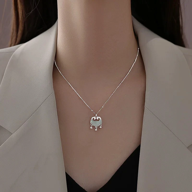 钛钢项链 百搭如意锁项链女时尚轻奢设计高级感颈链E901