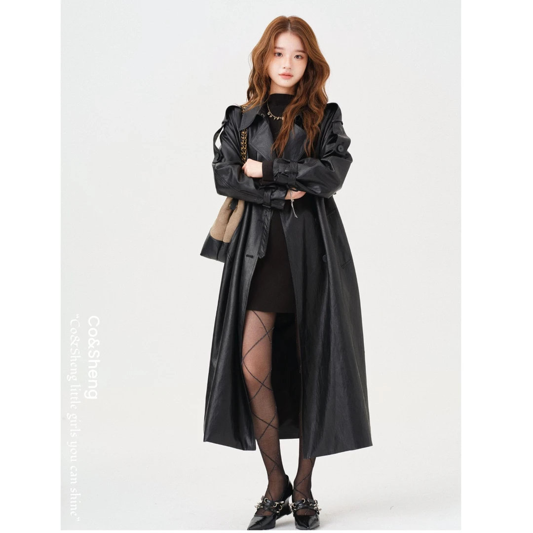 co&sheng双子座/小个子定制PU外套金属丝压花层次立体感时尚气质