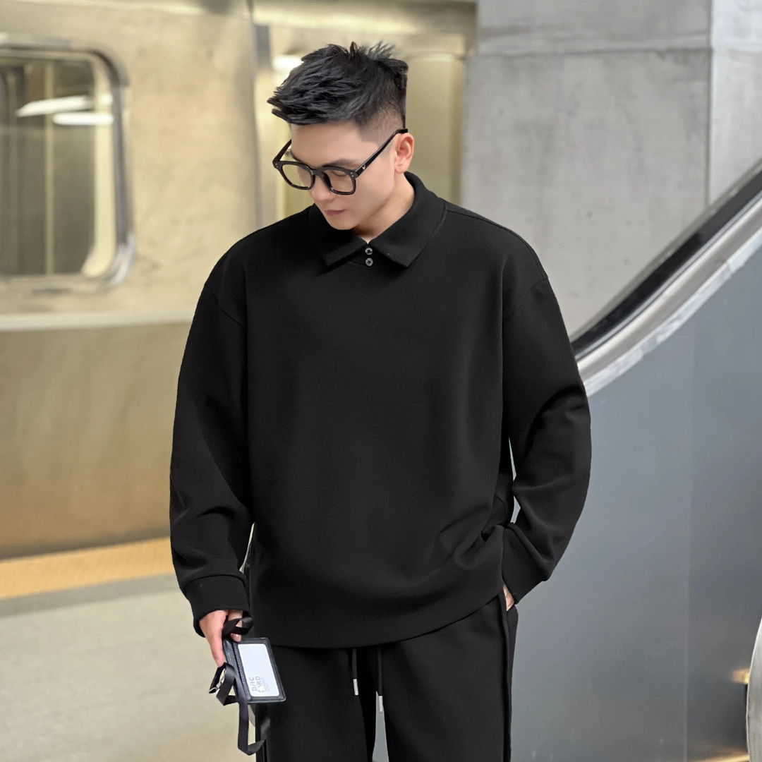 二十二号穿搭【加厚双面德绒】冬季保暖翻领长袖polo衫男内搭打底衫