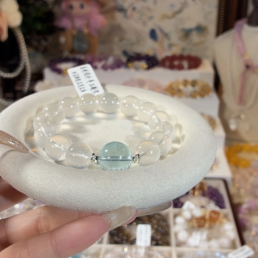 手链水晶未镶嵌白草莓海蓝宝设计款13+