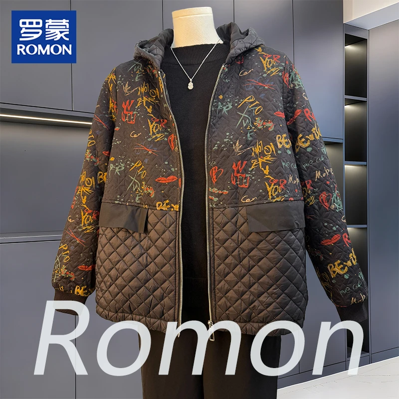 罗蒙气质妈妈秋冬时尚轻薄棉服新款中老年女冬装洋气连帽棉袄外套