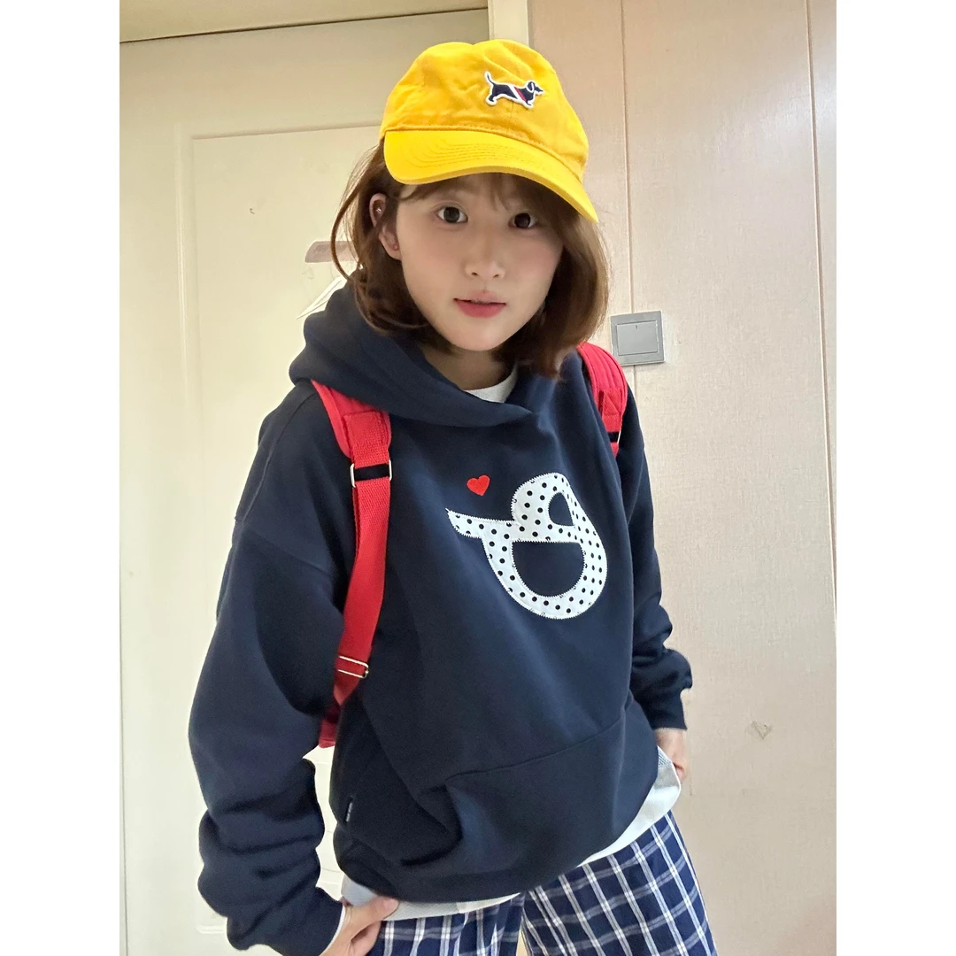 美式复古连帽卫衣女秋季字母印花重磅长袖外套宽松休闲情侣上衣潮