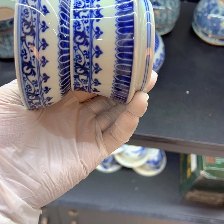 瓷片白青花宝相茶漏qqq