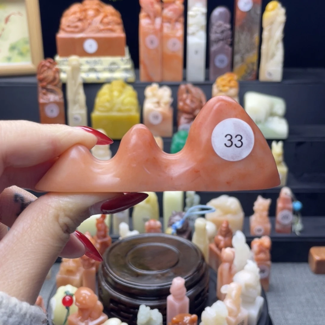 印石寿山石笔搁笔架哦