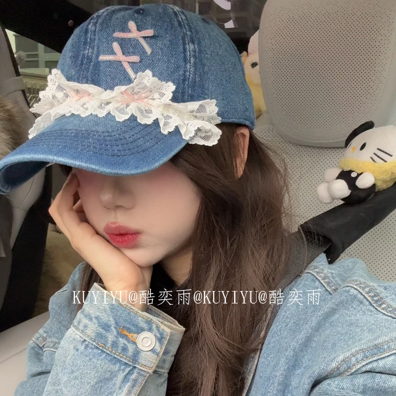 原创网红百搭可爱蝴蝶结鸭舌帽子合集亚比风显脸小透气棒球帽韩版