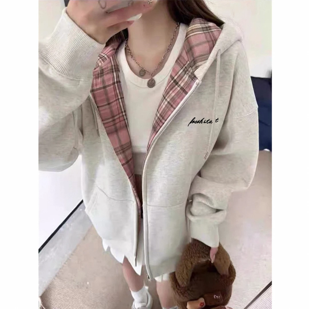 女大童开衫外套秋装新款12岁胖女童宽松13中学生14少女卫衣夹克衫