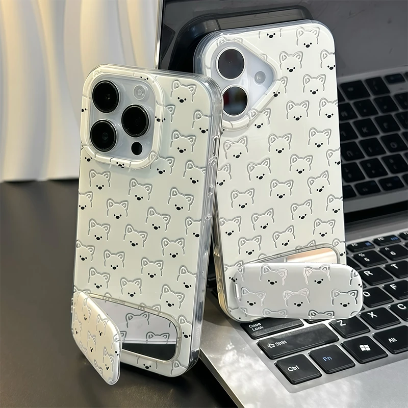 满屏小狗适用iphone16手机壳支架苹果华为vivo小米OPPO荣耀防摔套