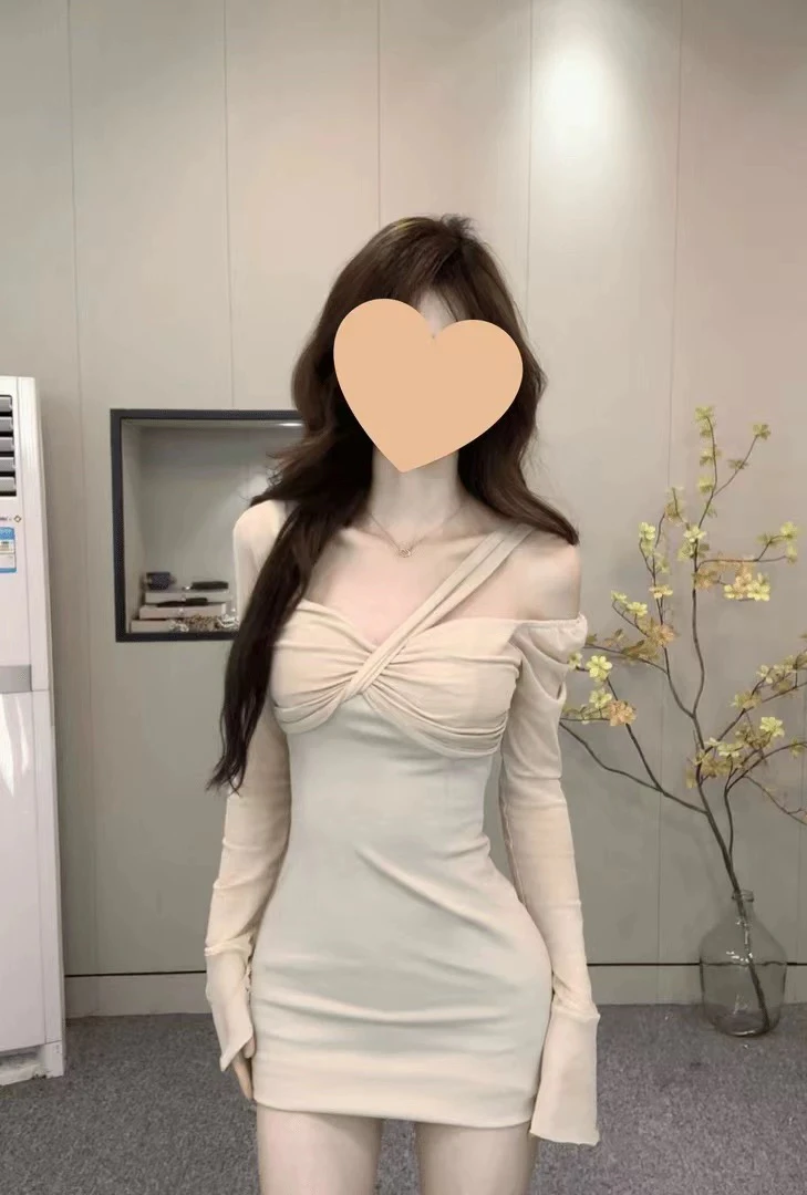 1011【西野暮色】气质法式辣妹连衣裙性感拼接网纱修身性感包臀短裙