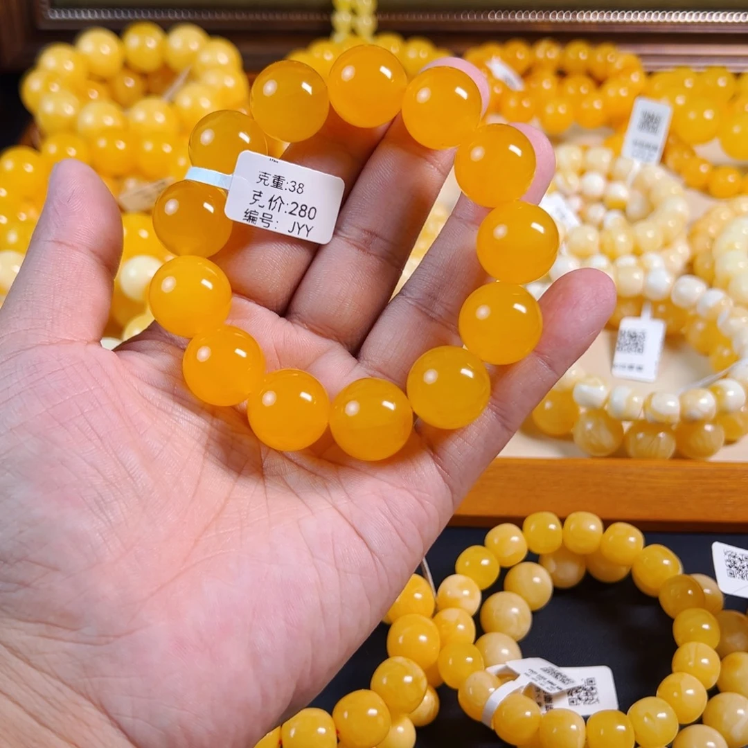 手串琥珀未镶嵌17 m焦皮克重38jYY