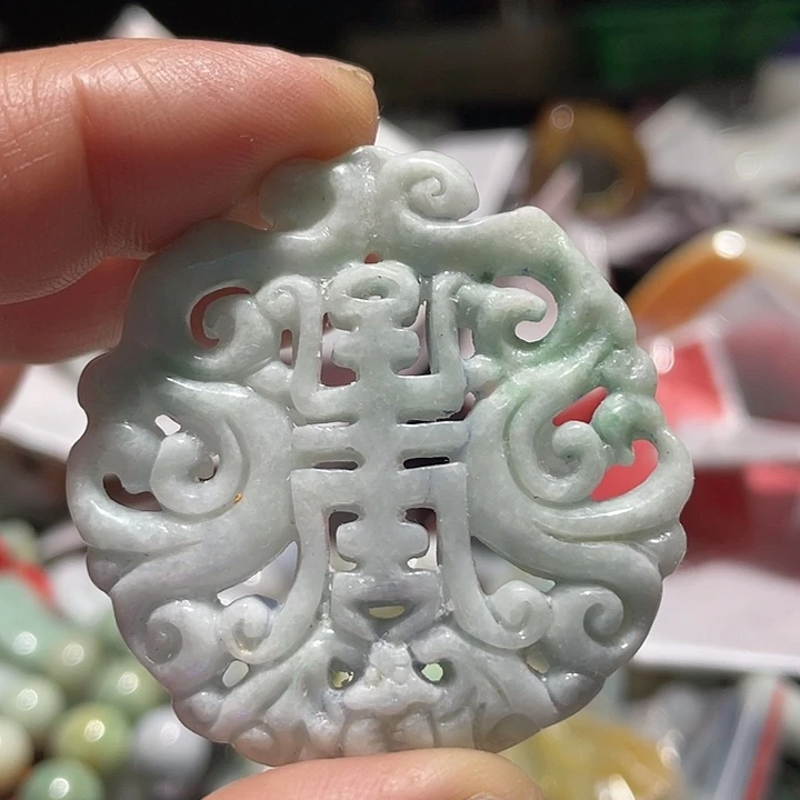 翡翠未镶嵌吊坠(不含链)福禄寿禧牌