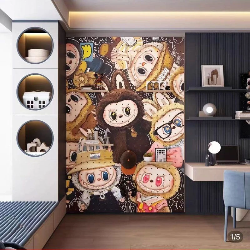拉布Labubu小众治愈挂画玄关卧室装饰画客厅艺术挂画置物洞洞板