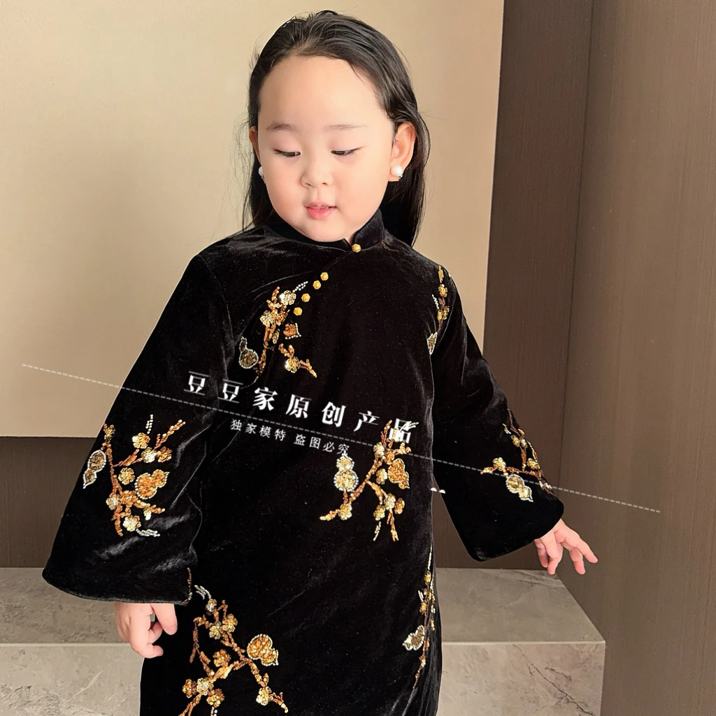 【金枝葫芦】男宝女宝儿童旗袍女宝男宝马夹夹棉钉珠厚款上衣年服