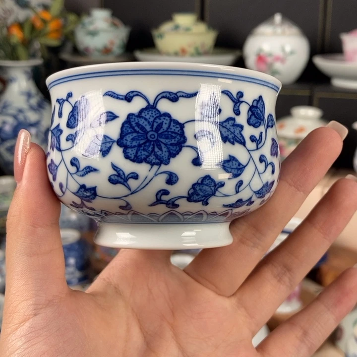 杯折葵非器缠枝莲炉式杯