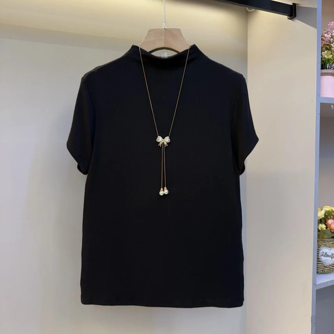 2025早秋新款高级感显瘦气质百搭短袖女人衫