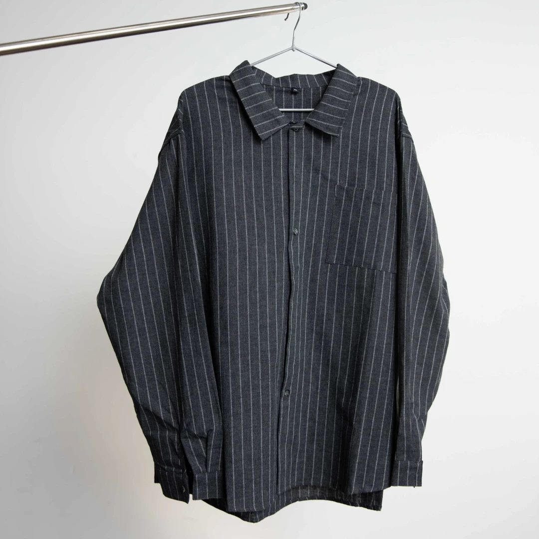 Zone11「清仓款」衬衫ins复古翻领潮流休闲百搭日系条纹衬衣DC7003