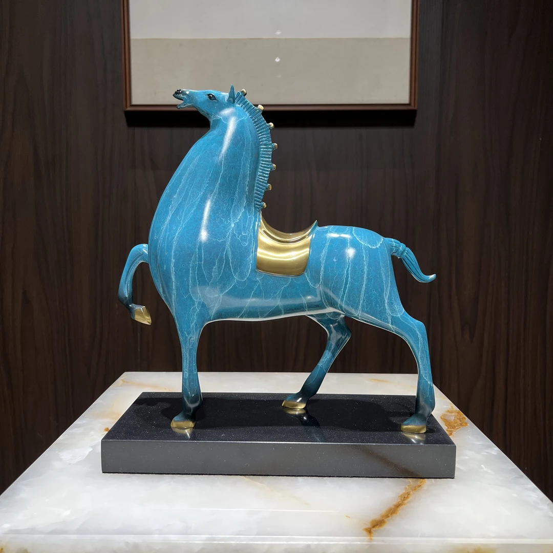马到成功中号将军马摆件手工黄铜酒柜玄关办公室桌面装饰铜摆件