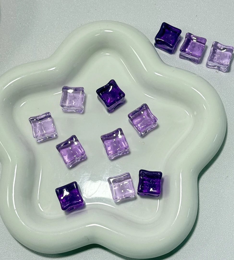 【葡萄紫玉】(许愿+对碰）曲面一包5颗 夜光细闪18mm冰块diy