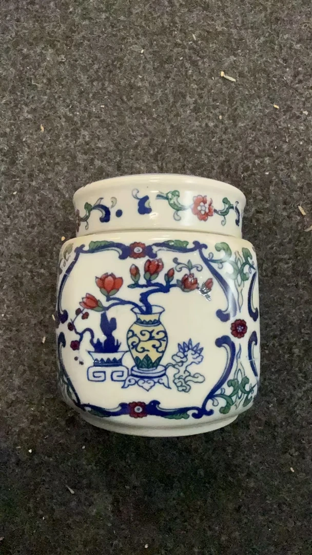 （代拍链接，所见即所得）粉彩装饰储物罐