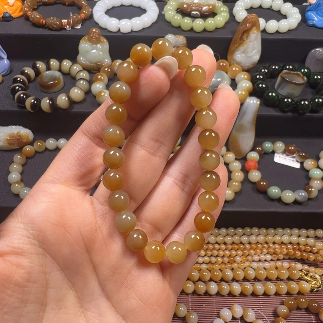 和田玉未镶嵌手链卡8福利串