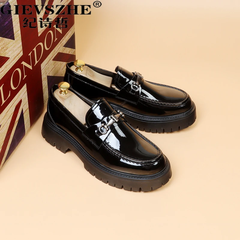 纪诗哲漆皮德比鞋男轻奢高端商务休闲皮鞋韩版男士韩版商务乐福鞋