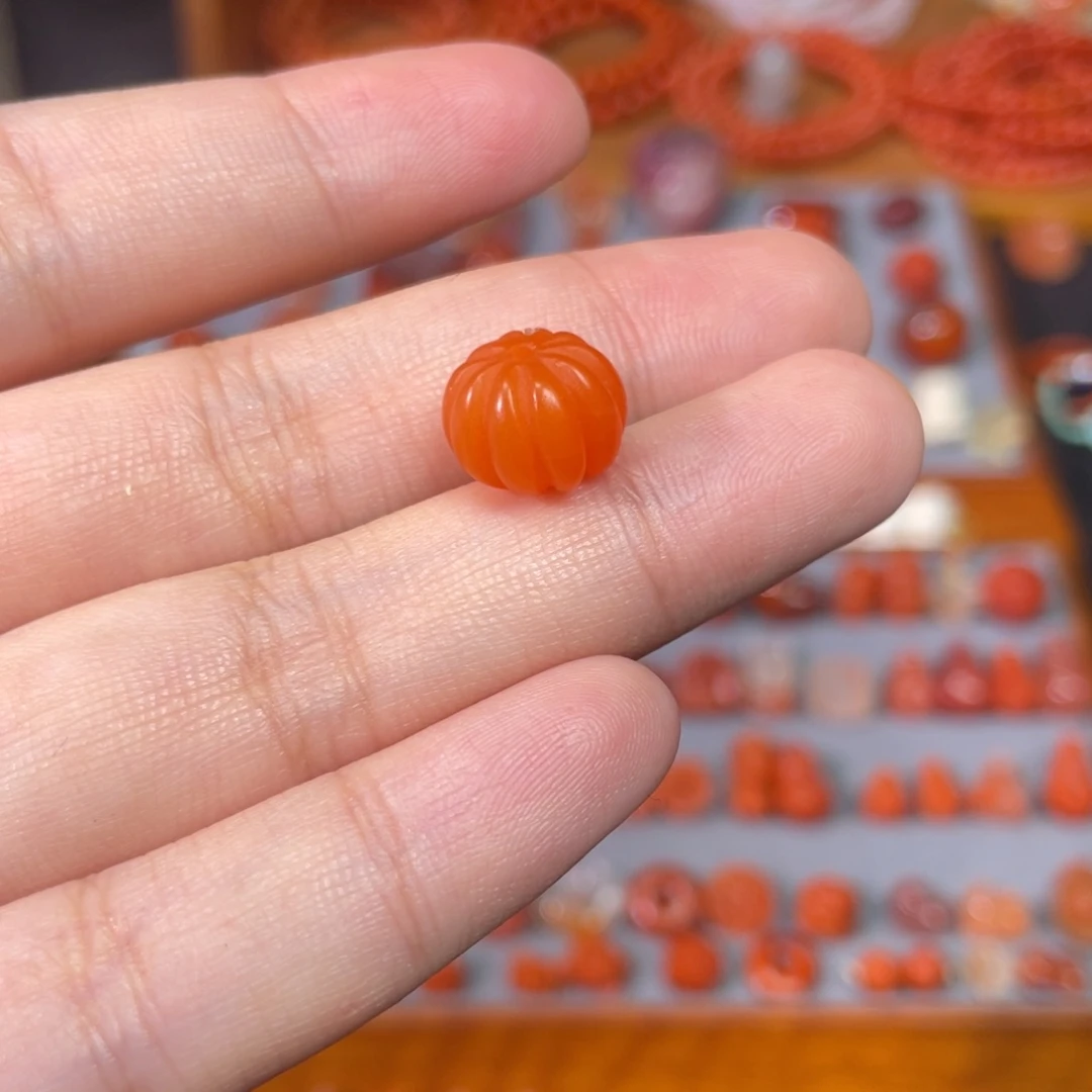 南红玛瑙未镶嵌南瓜隔片卡11.4
