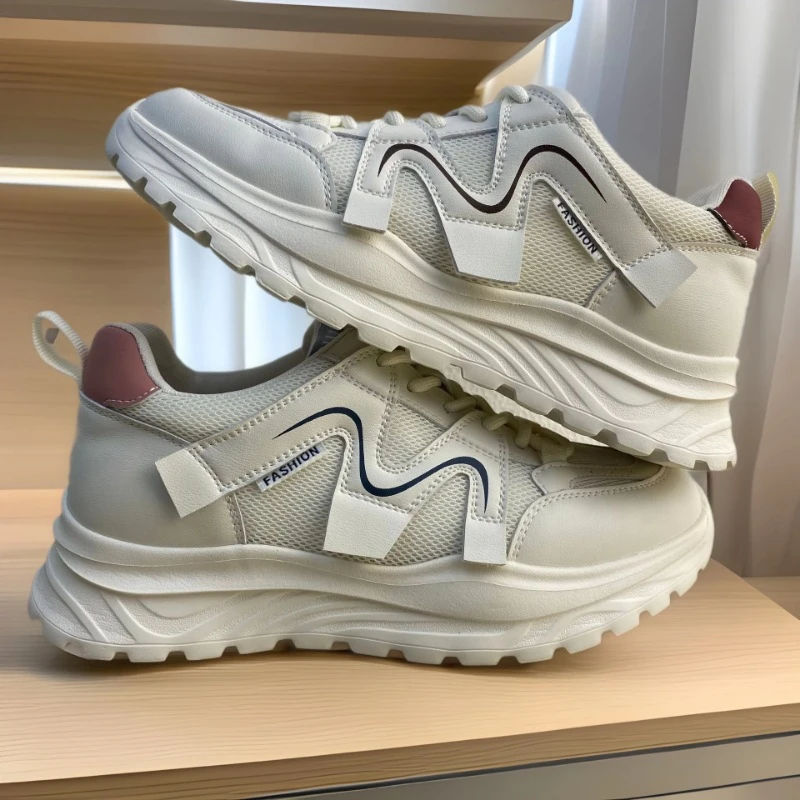 真皮透气网面阿甘老爹鞋女2025春新款轻便舒适百搭休闲运动跑步鞋