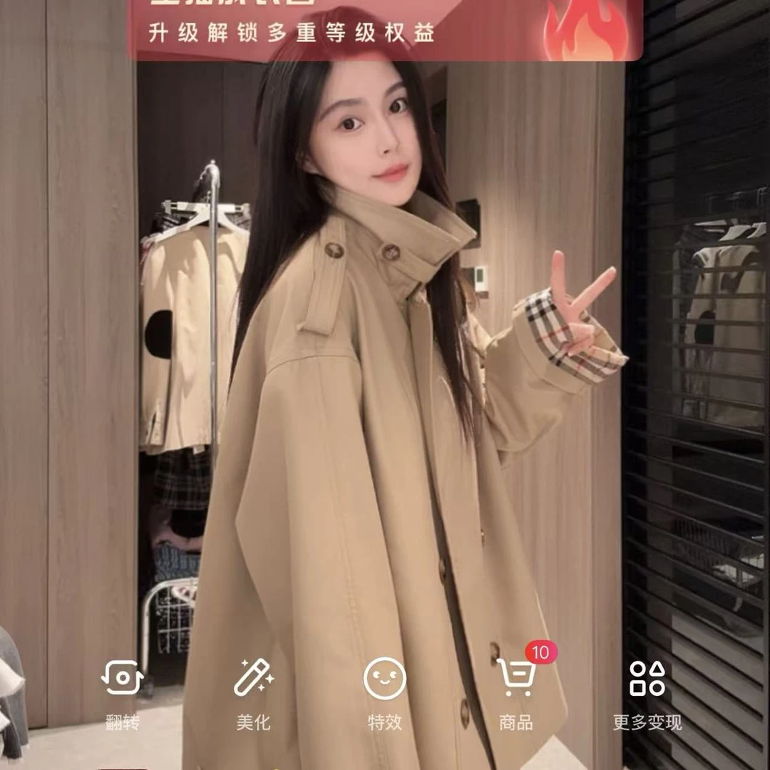 WANGDATING【英伦往事】25s秋冬斗篷翻领格纹风衣女款