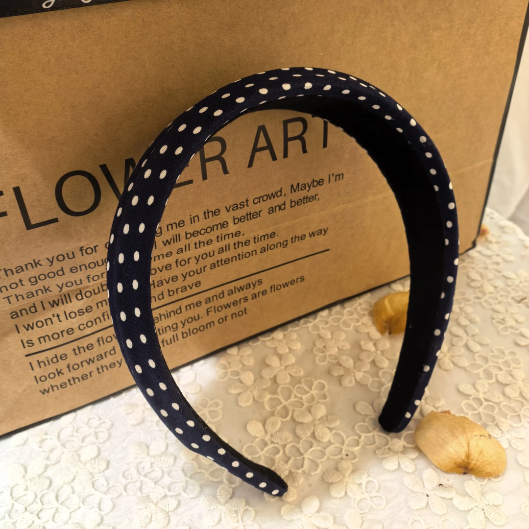 F027蓝色波点宽面发箍