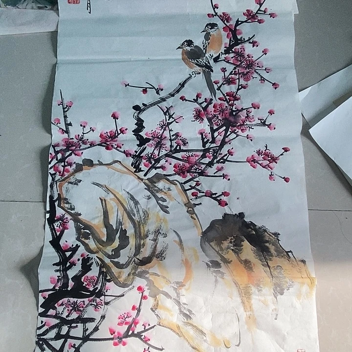 国画微瑕 段连军老师三尺手绘花鸟