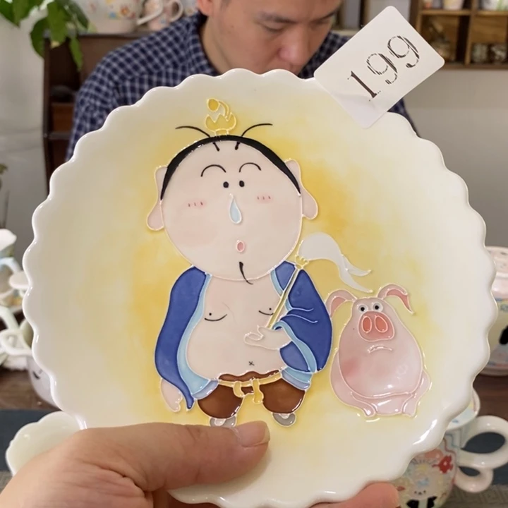 瓷片景德镇釉下彩手绘