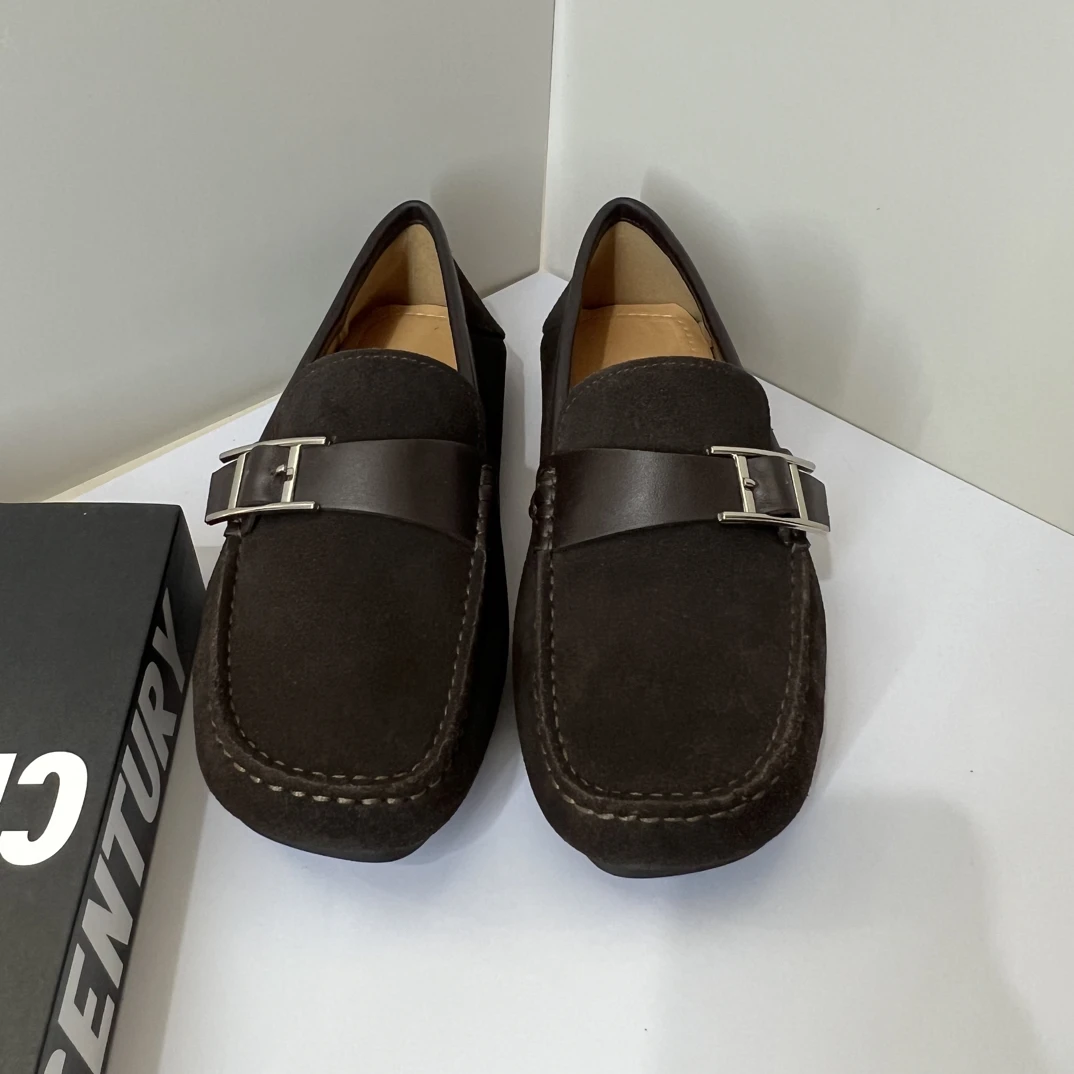 马衔扣车线休闲套脚豆豆鞋乐福鞋男士低跟职场休闲风