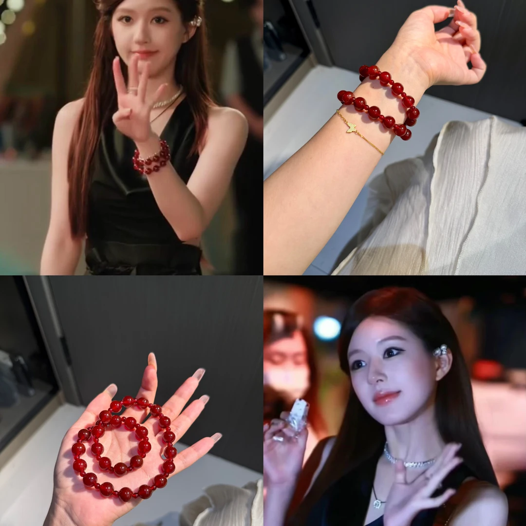 许妍同款红玛瑙百搭轻奢手串女小众10mm+4mm