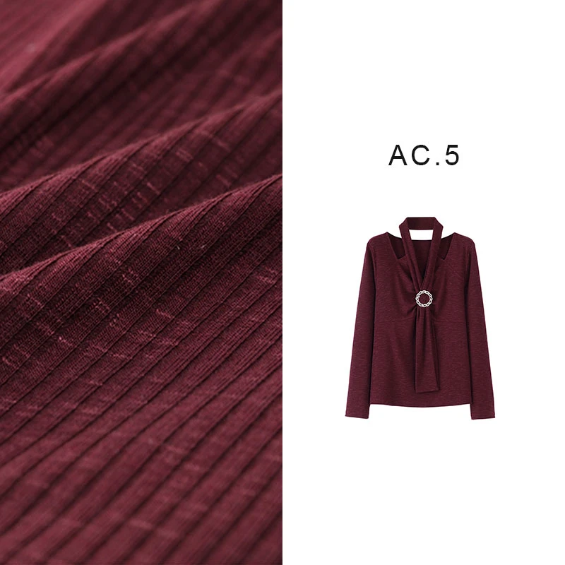 （现现款）SHEN-JIA-QI~【罗曼史】法式设计感小众钻扣飘带V领上衣202