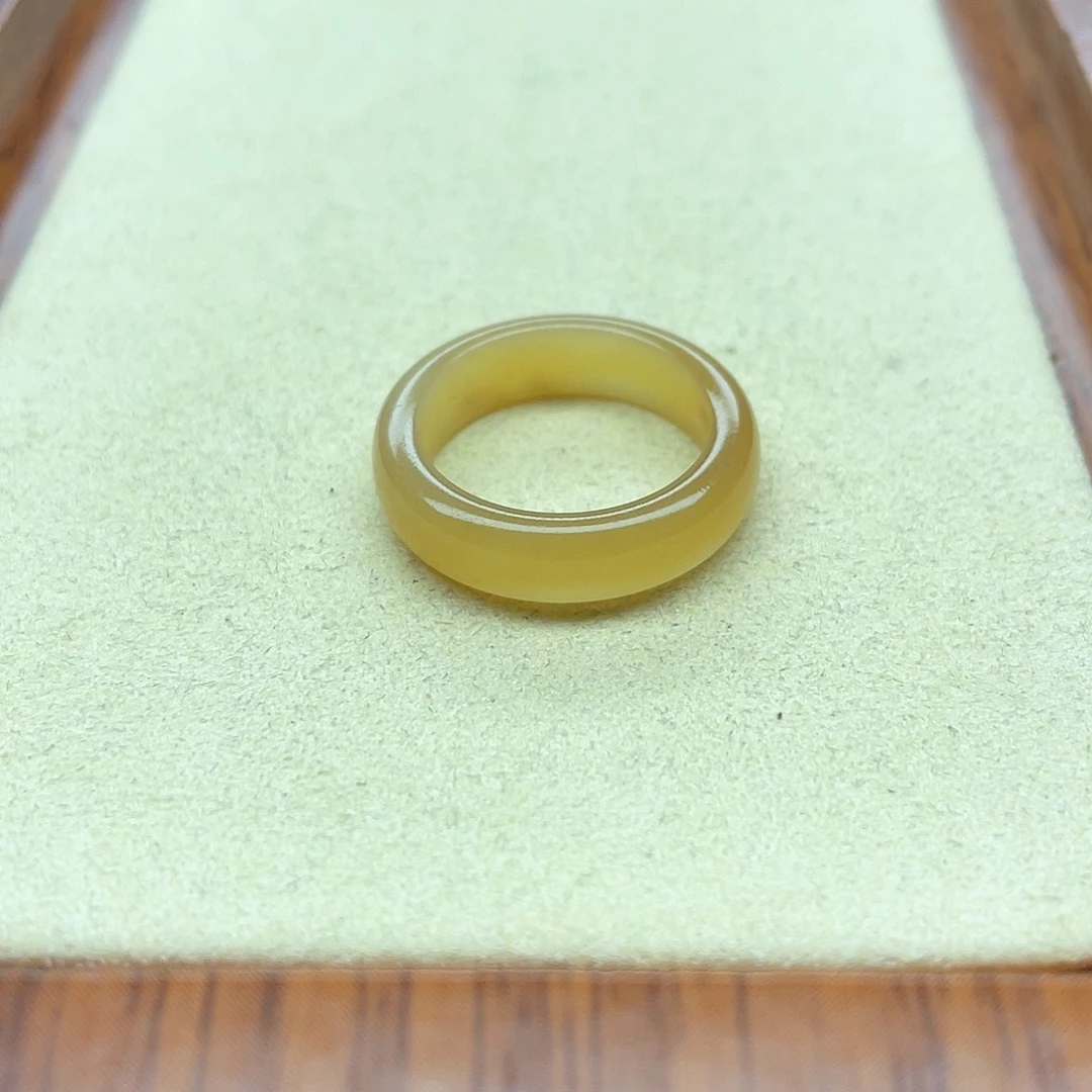 和田玉戒指未镶嵌87橘糖小宽条13号