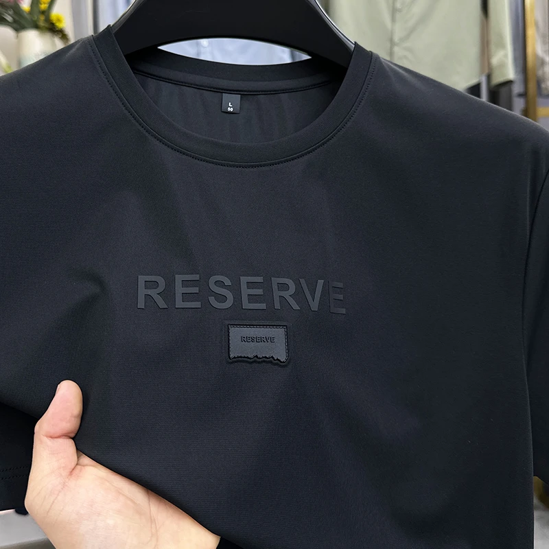 CATIA SELI新款圆领男士冰丝短袖t恤纯色透气衫薄款速干半袖凉感