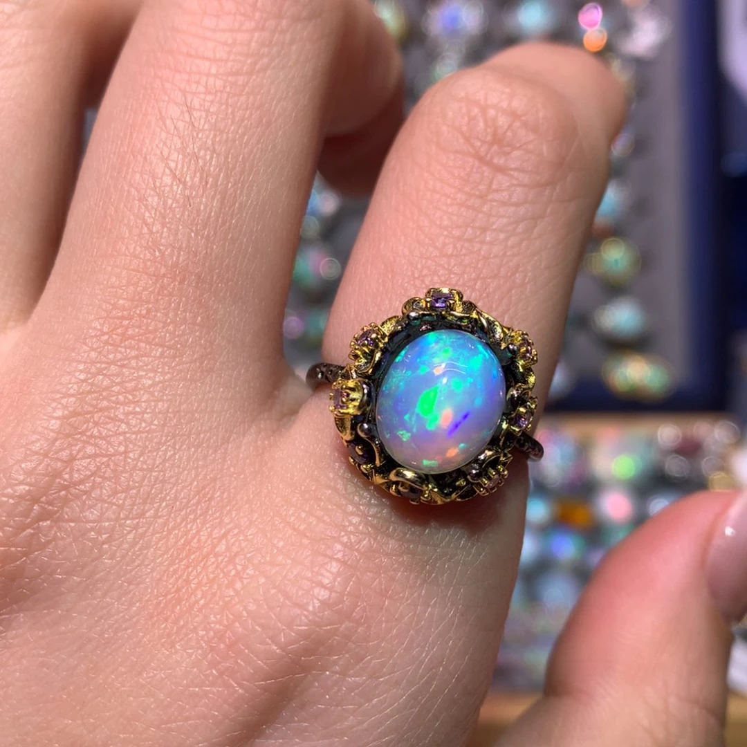 银S925镶嵌欧泊戒指款式