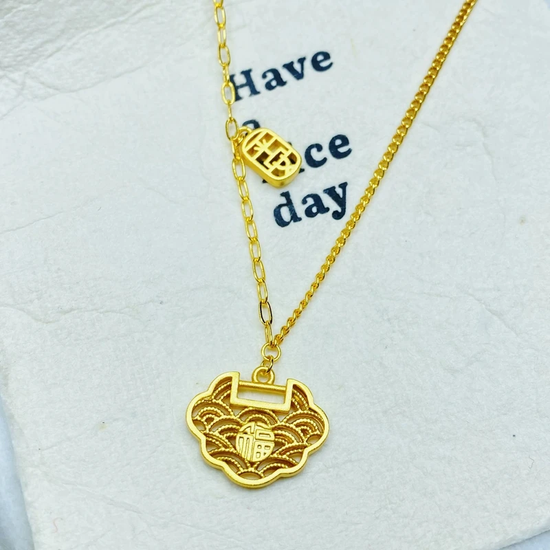 项链 K0467黄色镂空福如意项链多样性发货47343