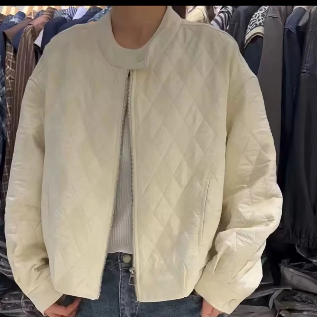 夹棉立领拉链短外套