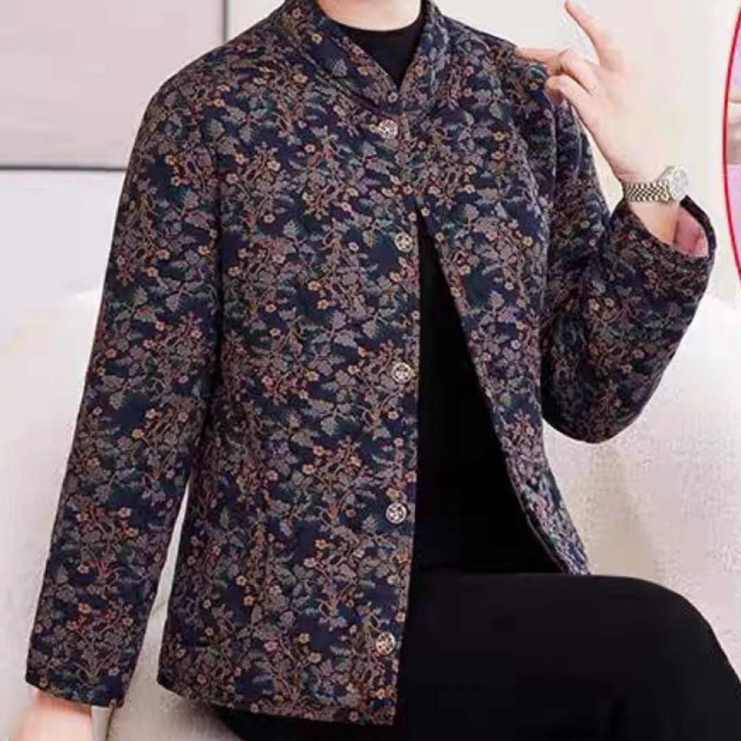 妈妈款中老年冬季加绒加厚小棉袄女装保暖外套奶奶棉衣